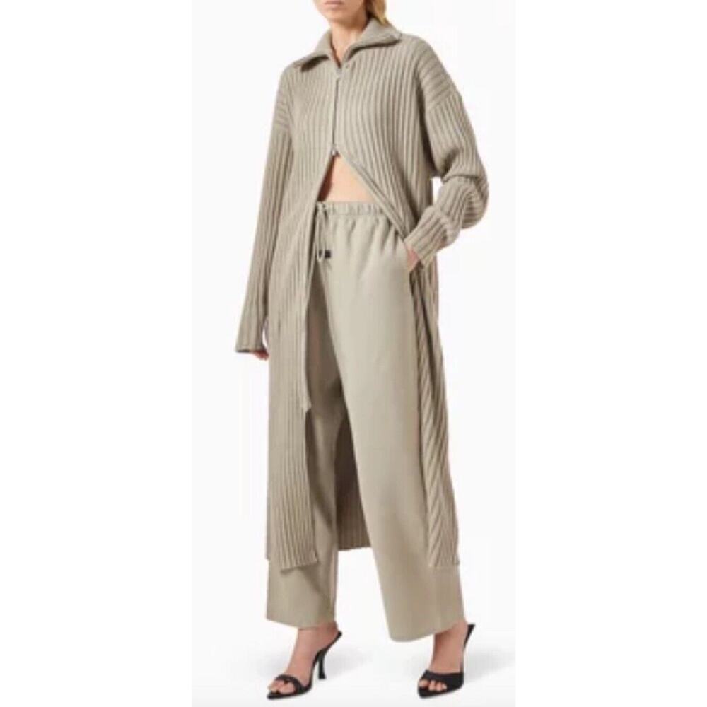 Fear of God Long Ribbed Zip-Front Cardigan in Taupe
